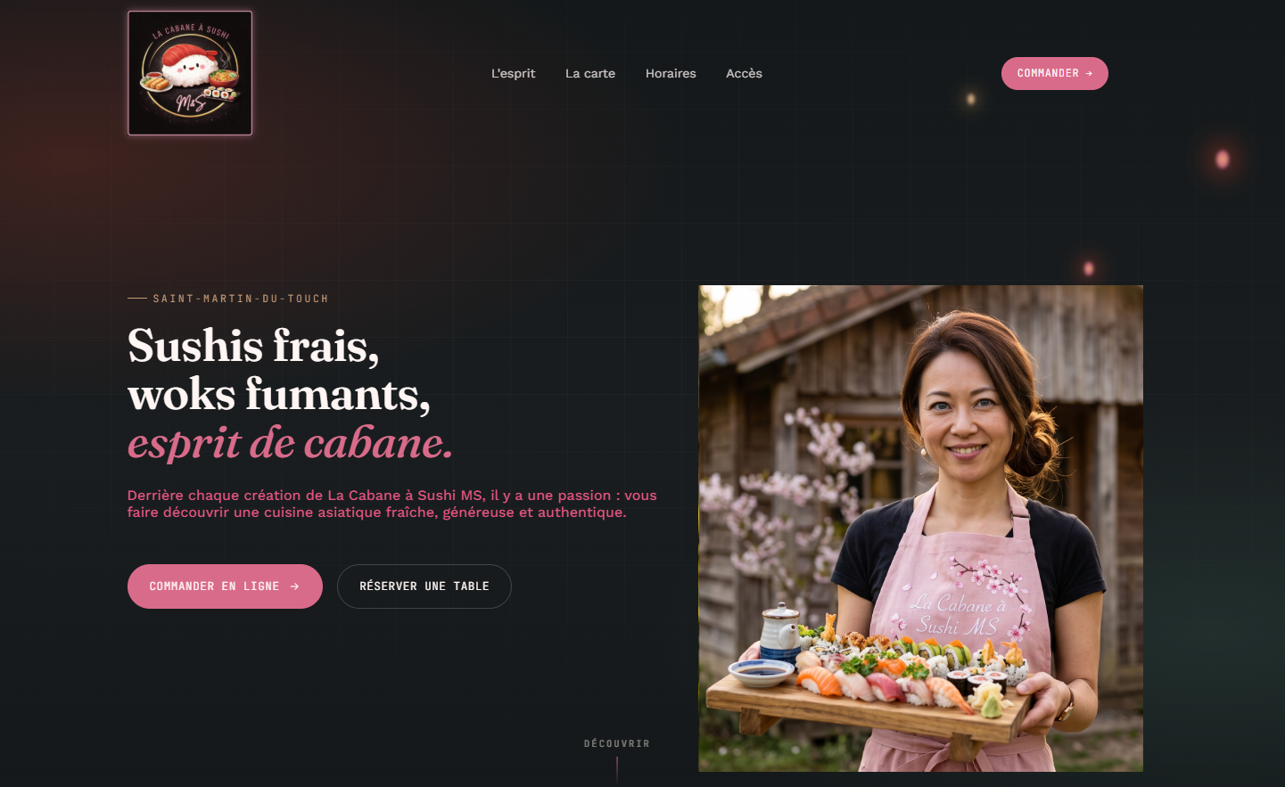 Site internet de La Cabane à Sushi